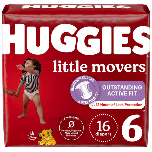 Huggies Little Movers Diapers for Active Babies, Size 6, 16 Count
