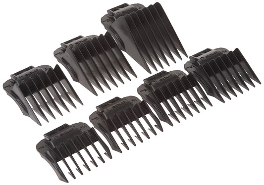 Andis 01380 7pc Snap-On Comb Set, Blade Attachments For MBA, ML And GC Model Trimmers, Black