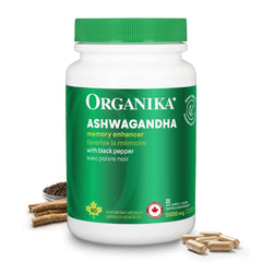 Organika Canadian-Made Ashwagandha with Black Pepper- Enhanced Absorption, Memory Support, Sleep Aid, Adaptogenic- 90vcaps