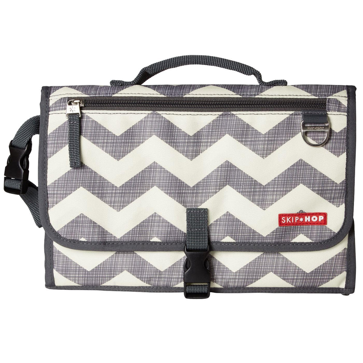 Skip Hop Portable Baby Changing Pad: Pronto Wipe Clean Changing Mat with Built-In Pillow and Wipes Dispenser, Chevron