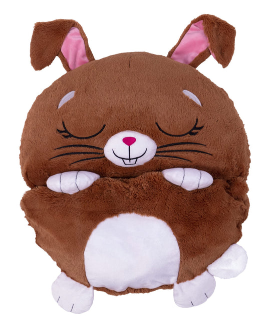 Happy Nappers Pillow & Sleepy Sack - Comfy, Cozy, Compact, Super Soft, Warm, All Season, Sleeping Bag with Pillow - Medium 54” x 20” - Beeples The Brown Bunny