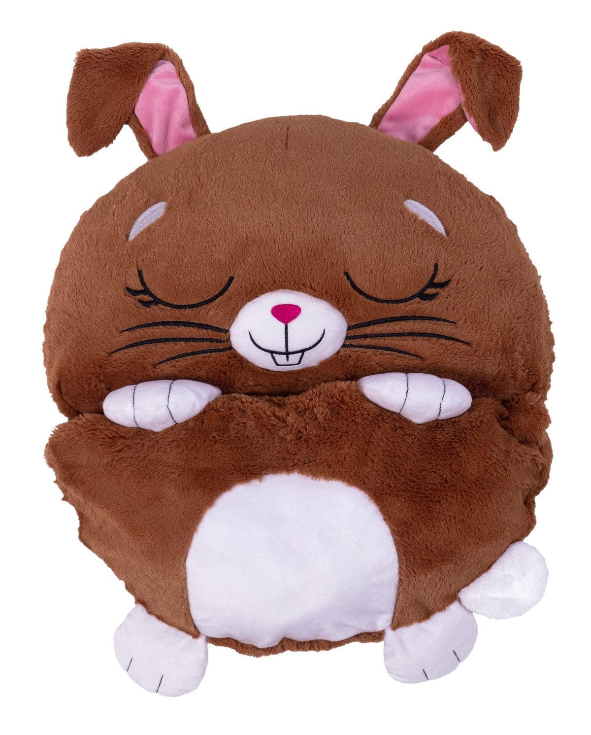 Happy Nappers Pillow & Sleepy Sack - Comfy, Cozy, Compact, Super Soft, Warm, All Season, Sleeping Bag with Pillow - Medium 54” x 20” - Beeples The Brown Bunny