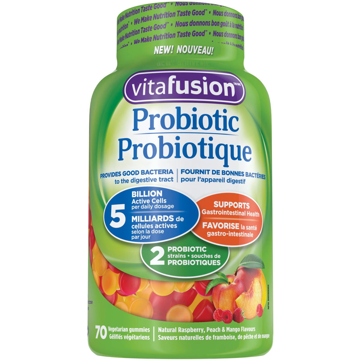 Vitafusion Probiotic Gummies - Provides Good Bacteria to the Digestive Tract, 5 Billion Active Cells, 2 Probiotic Strains, Supports Gastrointestinal Health, 35-Day Supply - 70 Count