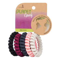 Goody Planet Elastic Hair Coils - 5 Count, Mixed Pack - Medium to Thick Hair Accessories for Women and Girls