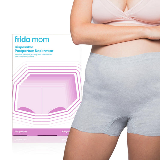 Frida mom Disposable Postpartum Underwear (Without pad) | Super Soft, Stretchy, Breathable, Wicking, Latex-Free, Boyshort Cut | 8-Count