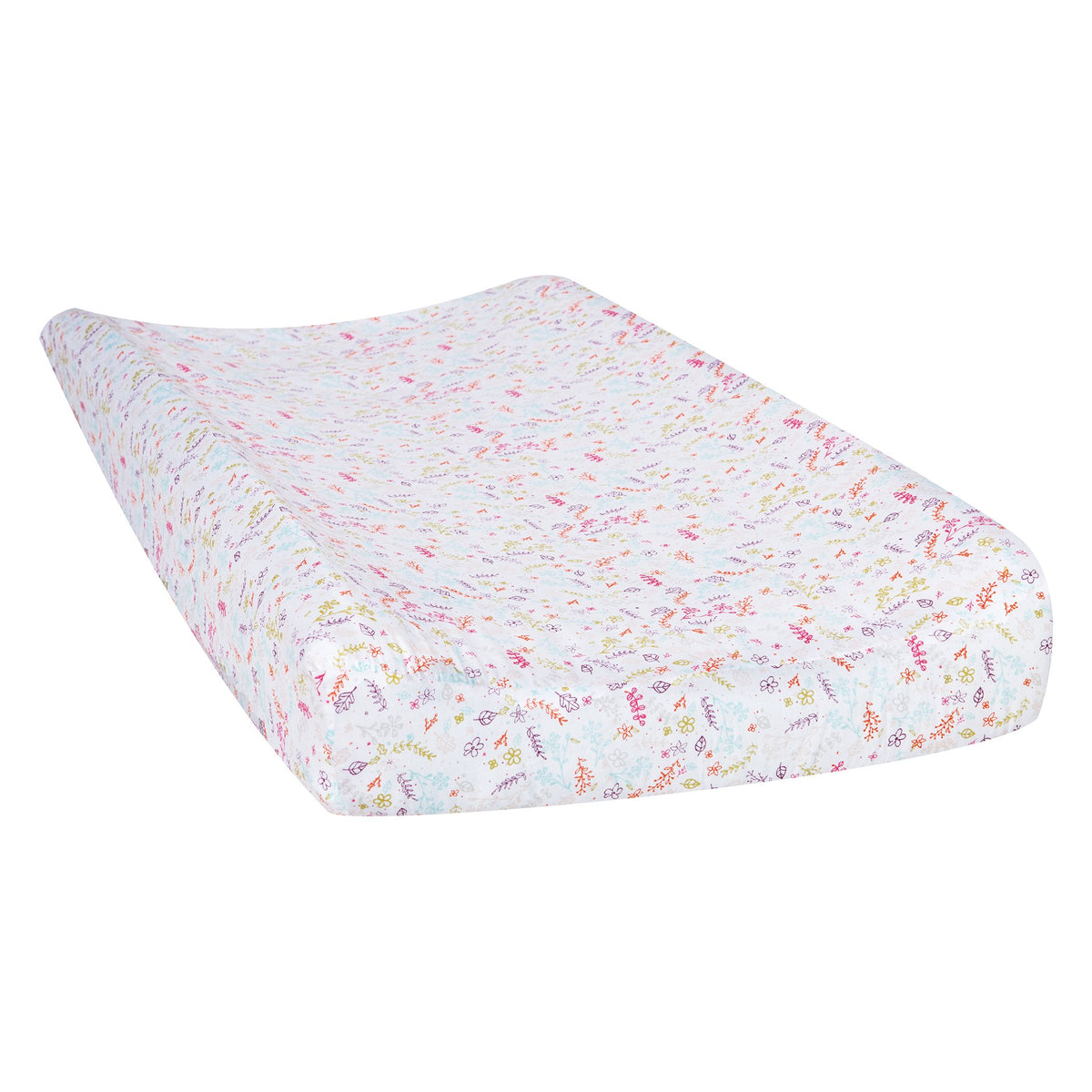 Trend Lab Wild Forever Floral Changing Pad Cover, White/Pink