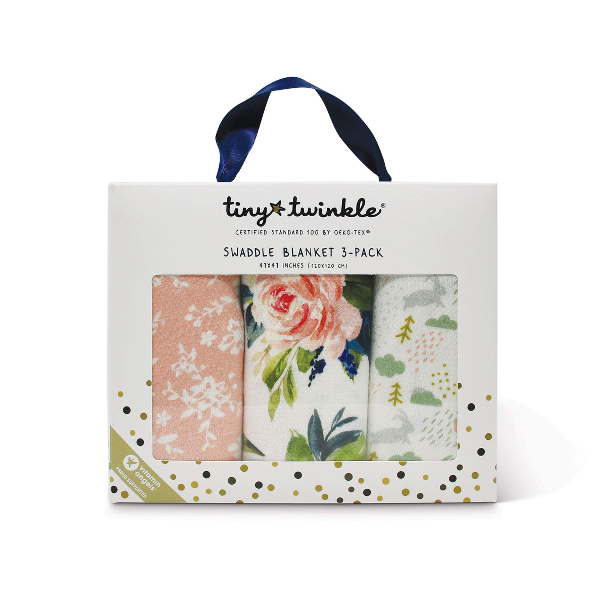 Tiny Twinkle Kaffle Swaddle Blanket 3 Pack - Soft and Silky Baby Blanket to Wrap Newborns - Receiving Blanket Gift - Large 47 x 47 Size
