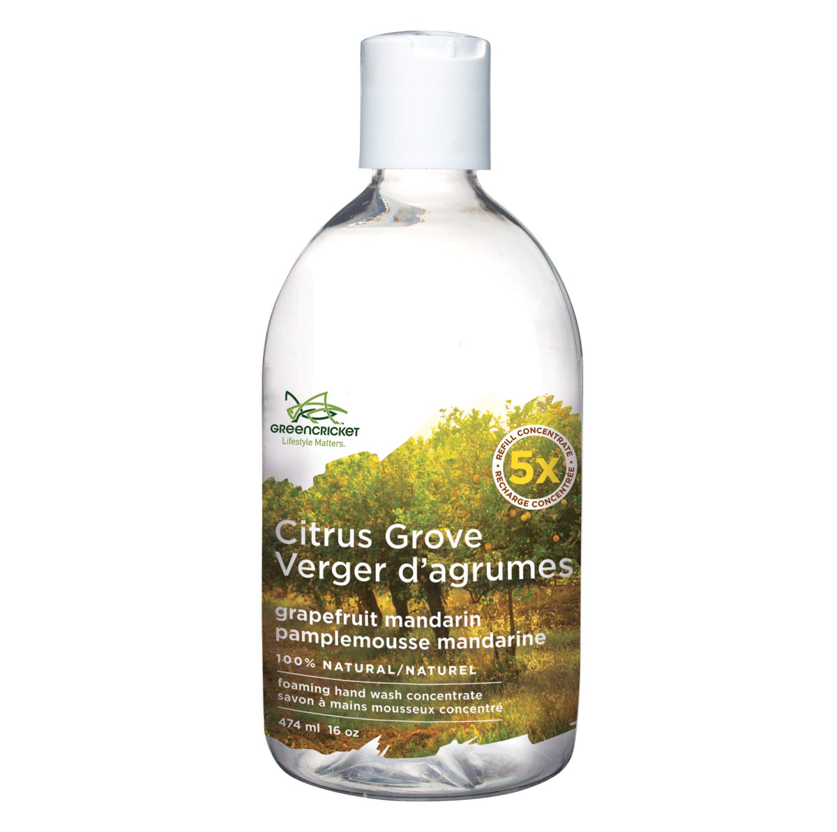 Green Cricket 100% Natural Citrus Grove(grapefruit mandarin) Foaming Hand Wash Refill Concentrate 500 ml 500ml
