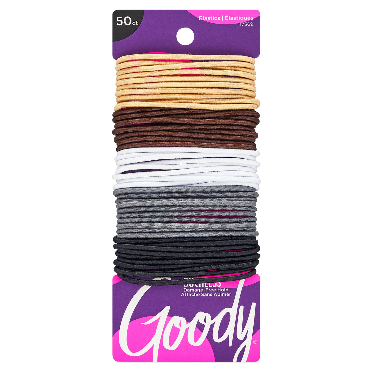 Goody Ouchless Braided Hair Elastics, Value Pack, 2 mm, 50 Count (Pack of 3)