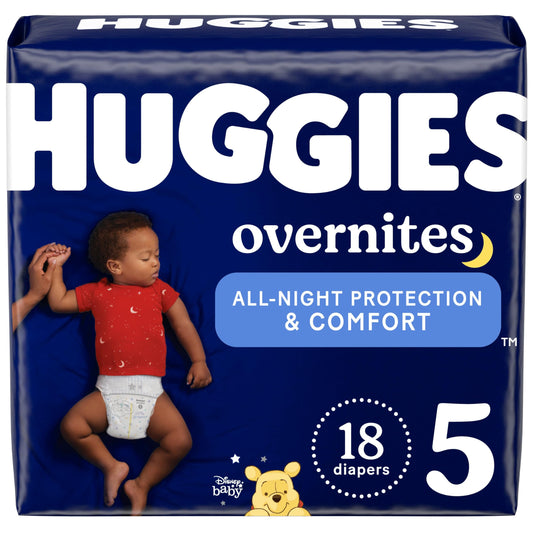 HUGGIES OverNites Night Time Baby Diapers, Size 5, 18 count
