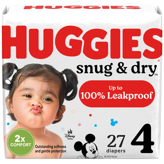 HUGGIES Diapers Size 4 - Huggies Snug & Dry Disposable Baby Diapers, 27ct, Jumbo Pack