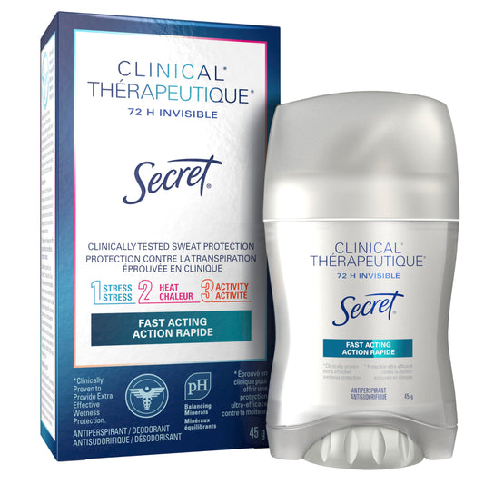Secret Clinical Strength Invisible Solid Antiperspirant and Deodorant, Fast Acting, 45 g