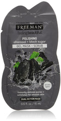 Freeman Charcoal & Black Sugar Gel Facial Mask and Facial Scrub, Polishing and Exfoliating, 1 Count, 0.5 fl oz/15 mL Sachet