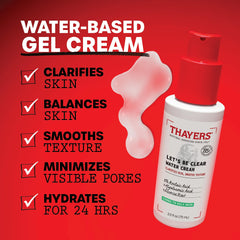 THAYERS Let's Be Clear Water Face Moisturizer with AZELAIC ACID and HYALURONIC ACID Suitable for Combination to Oily Skin, Visibly Reduces Pores and Smooths Skin Texture, 75 ml