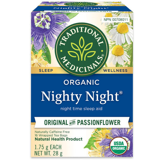 Traditional Medicinals - Organic Nighty Night Herbal Tea (Pack of 1) - Natural Sleep Aid containing Passionflower and Chamomile - 20 Tea Bags Total