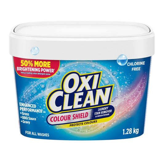 OxiClean Colour Shield Enzyme Laundry Stain Remover Powder, Effective on Grease, Blood, Wine Stains and More - Brightens Colour, Chlorine Bleach Free, 1.28 kg