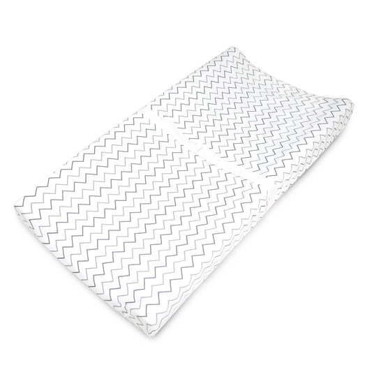 American Baby Printed 100% Natural Cotton Jersey Knit Fitted Contoured Changing Table Pad Cover for Boys and Girls - Soft Breathable, Grey Zigzag, Single