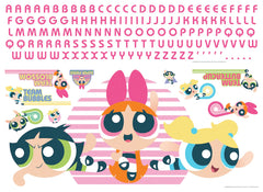 RoomMates RMK5391GM: Pink & Yellow Powerpuff Girls Giant Peel & Stick Alphabet Personalization Wall Decals