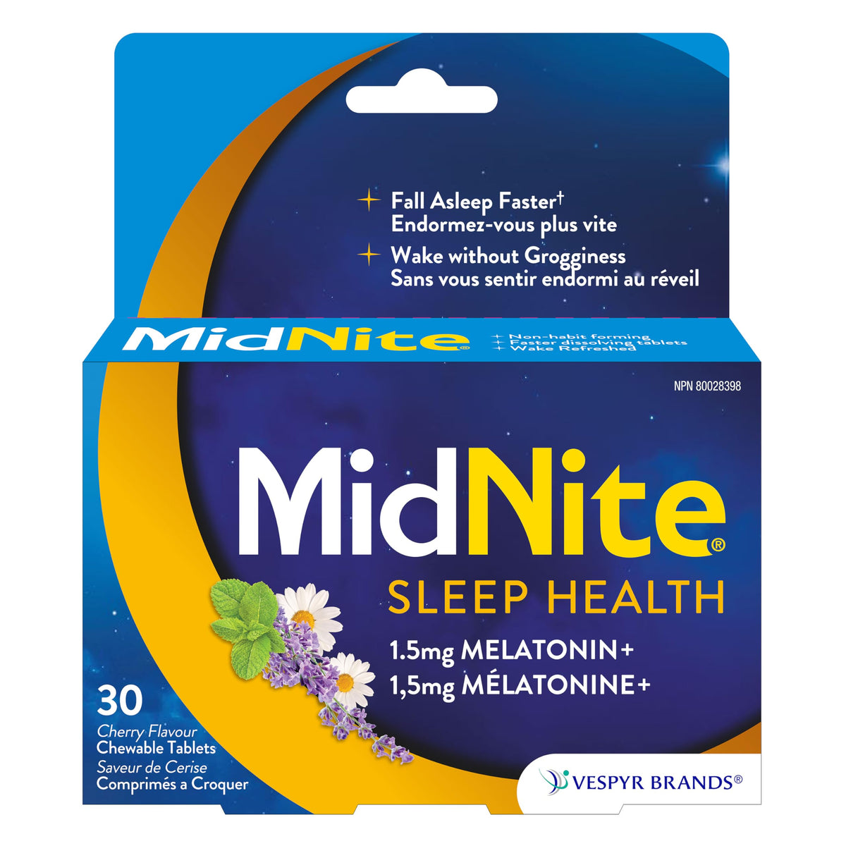 MidNite Natural Sleep Aid Chewable Tablets - Cherry Flavoured | Contains Melatonin, Chamomile, Lavender & Lemon Balm | Treatment for Occasional Sleeplessness | Non-habit Forming | 30 Tablets