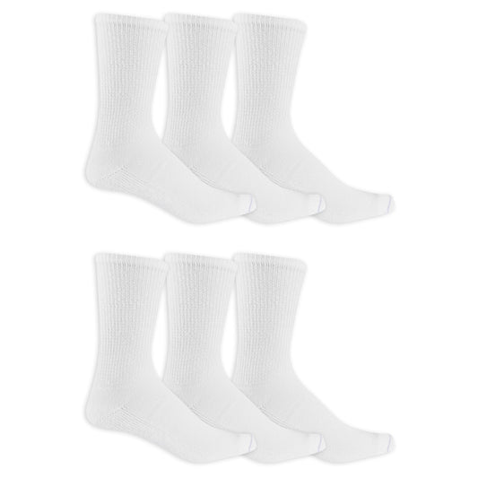 Dr. Scholl's Men's Diabetes & Circulator Socks-4 & 6 Pair Packs-Non-Binding Moisture Management, White - Crew (6 Pairs), 7-12