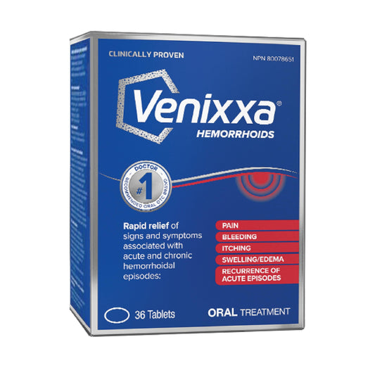 Venixxa Hemorrhoid Oral Treatment, Clinically Proven to Relieve Pain, Bleeding and Itching Associated with Hemorrhoids, 36 Tablets