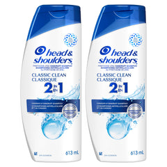 Head & Shoulders Classic Clean 2-in-1 Anti-Dandruff Shampoo + Conditioner, Twin Pack, 1.22 L Total (613 mL Each)