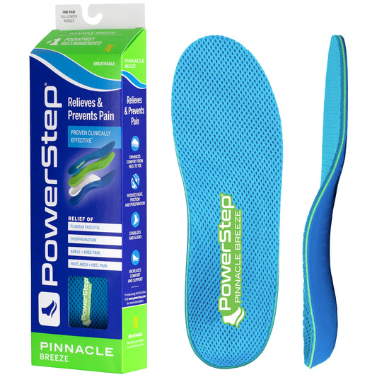 Powerstep Women's Pinnacle Breeze Insole, Blue, Men's 5-5.5 7-7.5