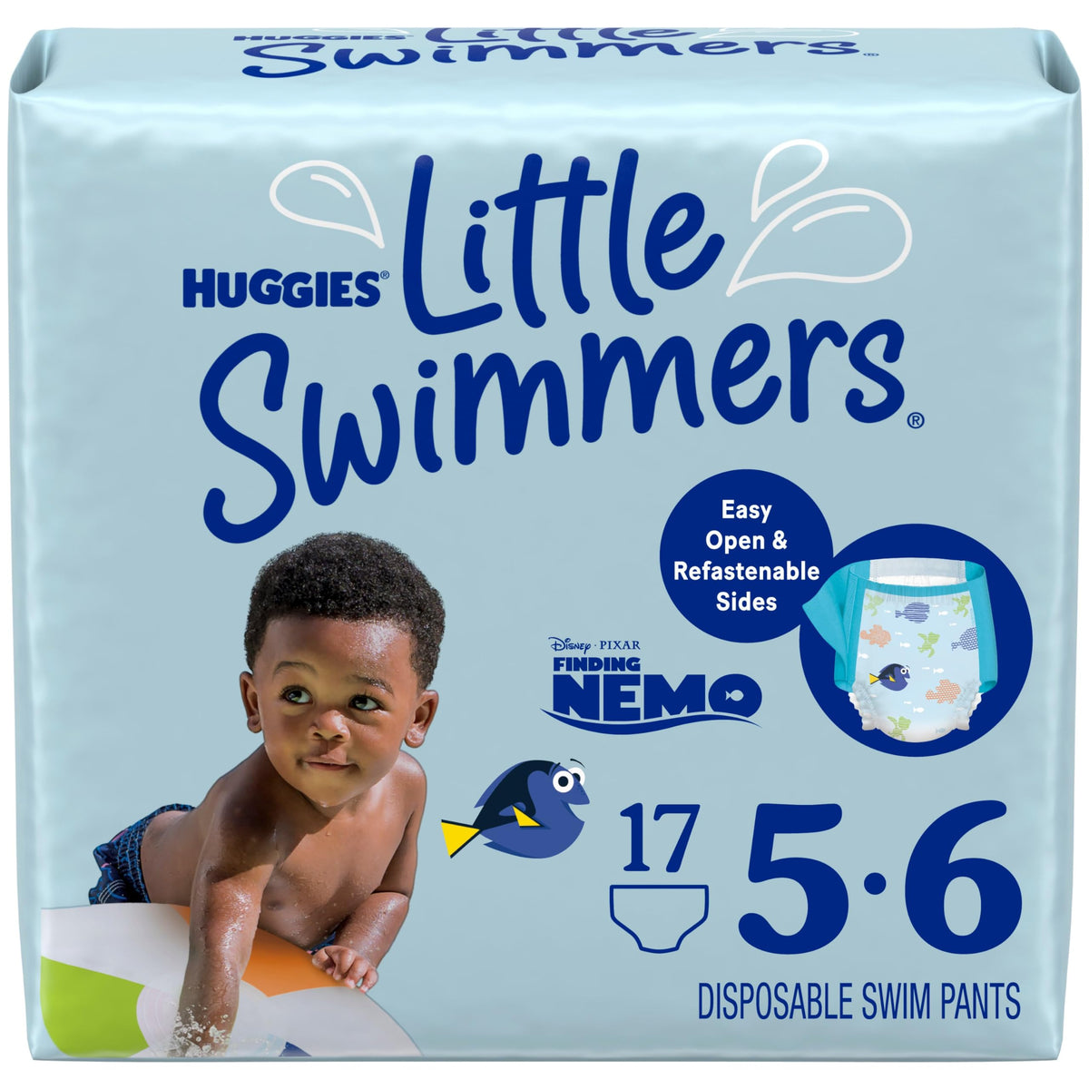 HUGGIES Swim Diapers, Size 5-6 Large, Huggies Little Swimmers Disposable Swimpants, 17 ct ( Packaging may vary )