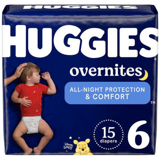 HUGGIES OverNites Night Time Baby Diapers, Size 6, 15 count