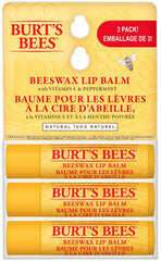 Burt's Bees 100% Natural Origin Moisturizing Lip Balm for Dry Chapped Lips, Get Soft and Hydrated Lips - Pack of 3 - Original Beeswax with Vitamin E & Peppermint Oil for Lip Repair