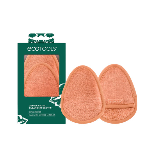 EcoTools Gentle Facial Cleansing Cloths, Makeup Remover Cloth Infused With Citrus, Reusable Face Cloths Deep Clean Skin, Eco Friendly Washcloth For Face, Vegan, & Cruelty-Free, 2 Count
