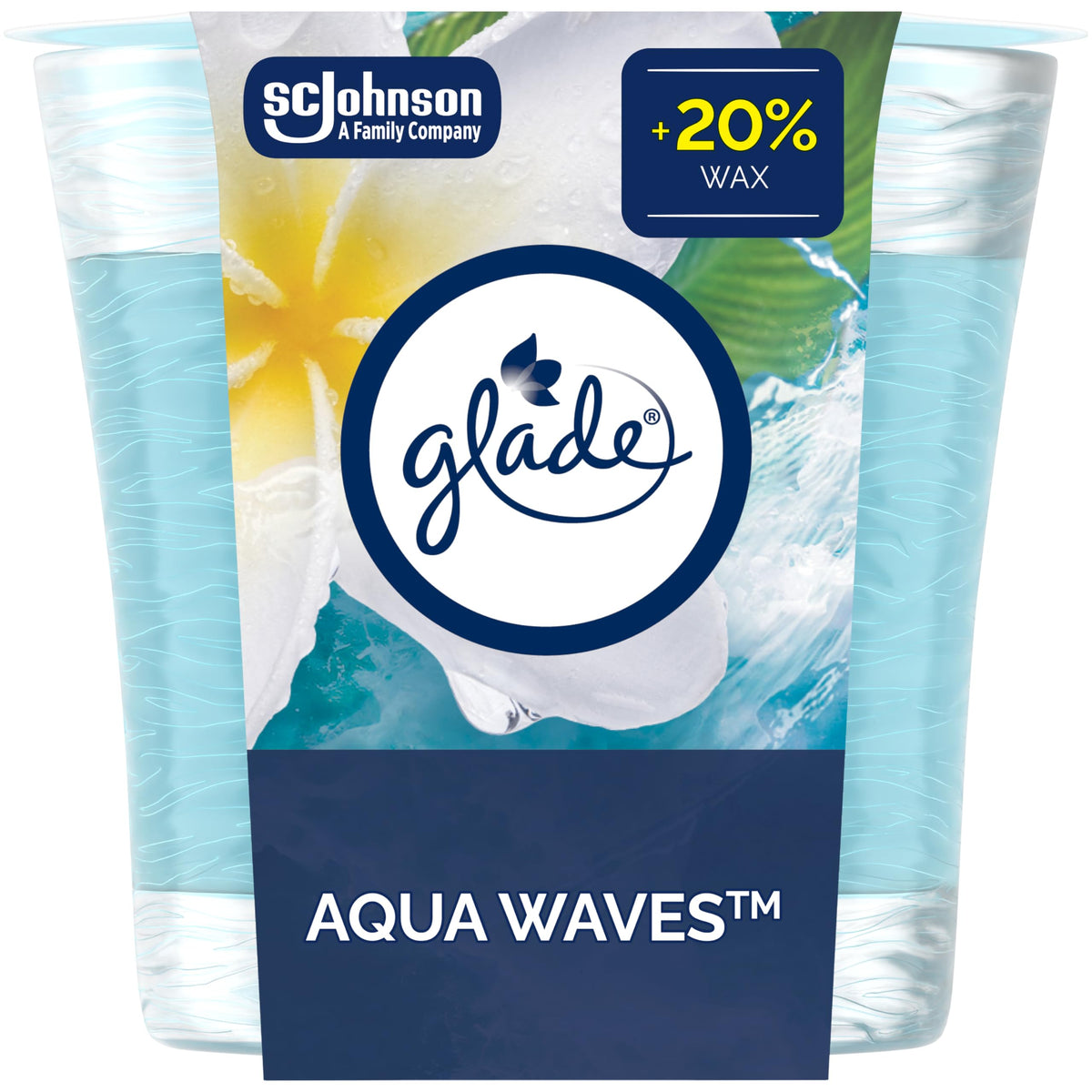 Glade Scented Candle, Aqua Waves, Air Freshener Infused with Essential Oils, 1-Wick Candle, 1 Count