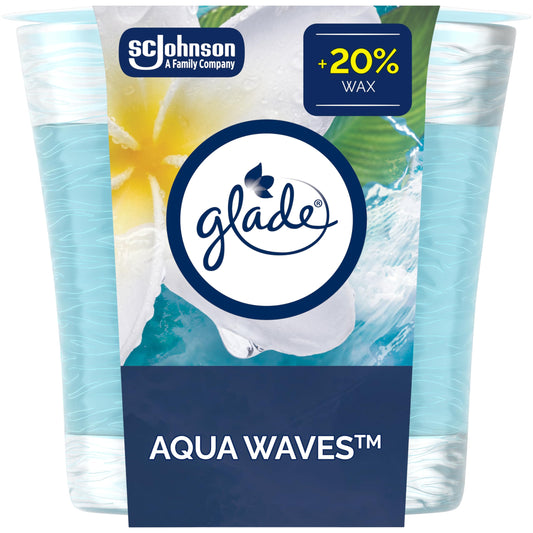 Glade Scented Candle, Aqua Waves, Air Freshener Infused with Essential Oils, 1-Wick Candle, 1 Count