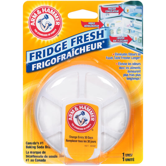Arm & Hammer Fridge Fresh Baking Soda Deodorizer – Long-Lasting Odour Eliminator for Fridge & Freezer – with Vent-Through Design for Continuous Freshness – 1 Pack, Lasts Up to 30 Days