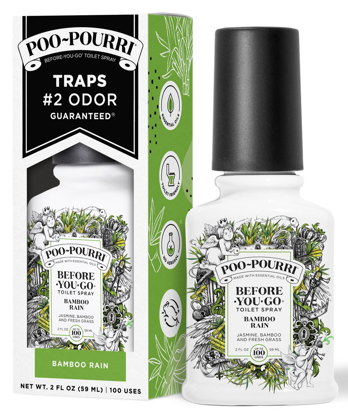 Poo-Pourri Before-You-Go Toilet Spray, Bamboo Rain, 2 Fl Oz - Jasmine, Bamboo and Fresh Grass