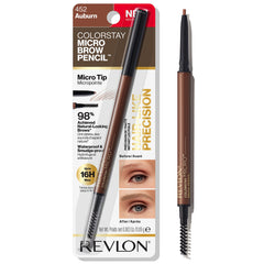 Revlon ColorStay Micro Eyebrow Pencil with Built In Spoolie Brush, Infused with Argan and Marula Oil, Waterproof, Smudgeproof, 452 Auburn (Pack of 1)