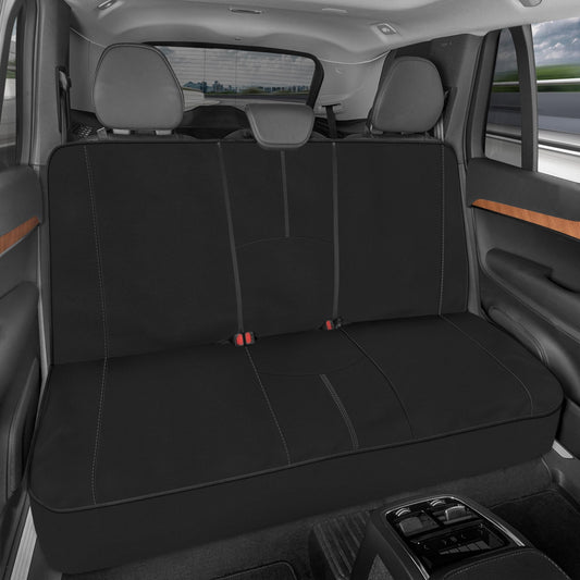 Motor Trend SpillGuard Waterproof Seat Cover, Gray Stitching – Split Bench Rear Seat Protector with Neoprene Padding, for Kids & Dogs, Car Interior Covers , Gray Stitching