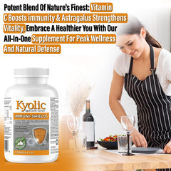 Kyolic - Formula 103 Immuni-Shield 90 Capsules - Vitamin C Ascorbic Acid, Astragalus Root Extract, Oregano Extract, Mushroom Blend Supplement & Kyolic Aged Garlic Extract Capsule-Immune System Support