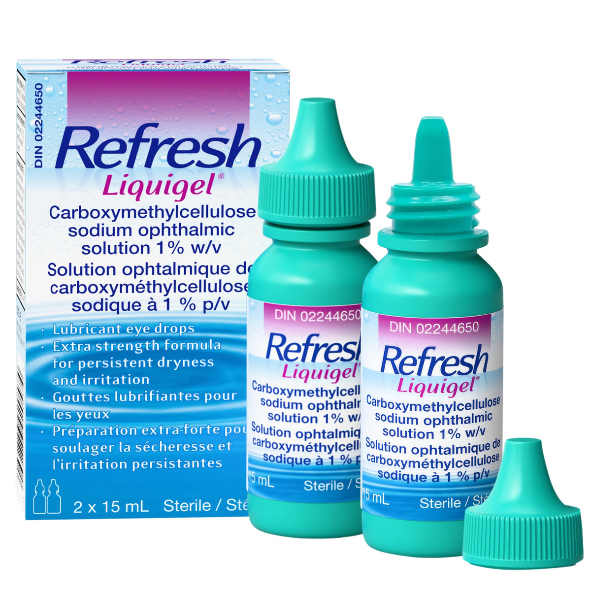 Refresh Liquigel Ophthalmic Solution, Lubricant Eye Drops, Persistent Dryness, and Irritation, 2x15ml
