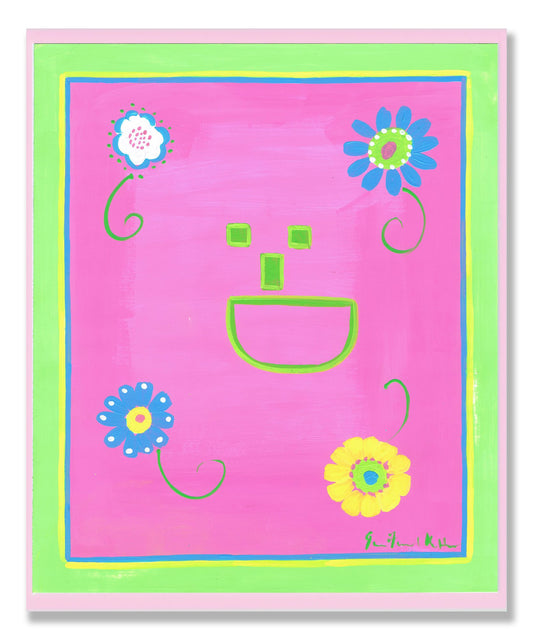 The Kids Room by Stupell Lauging Face with Flowers Rectangle Wall Plaque