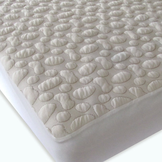 40-Winks Organic Cotton Pebble Puff Crib Mattress Pad Protector, Natural, Small