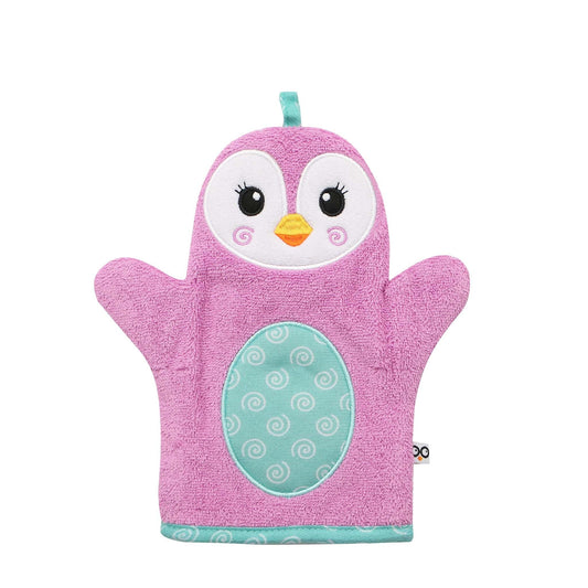 Zoocchini Baby Snow Terry Bath Mitt - Penny Penguin 0-18M