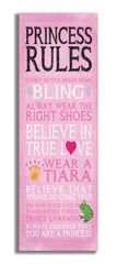 The Kids Room by Stupell Pink Princess Rules Rectangle Wall Plaque, 7 x 0.5 x 17, Proudly Made in USA