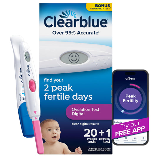 Clearblue Digital Ovulation Test Predictor Kit, Plus Bonus Rapid Detection Pregnancy Test, 20 Ovulation Tests & 1 Pregnancy Test