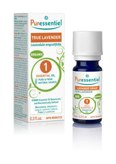 PURESSENTIEL - True Lavender Organic Essential Oil - Used in aromatherapy as a calmative - Helps to treat colds, cough, headaches, and digestive discomfort - 100% pure and from natural sources - 10ml