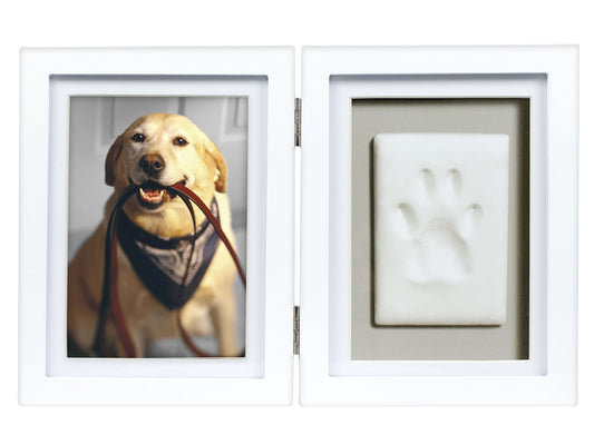 Pearhead Pet Pawprints Desk Picture Frame and Imprint Kit, DIY No-Bake Clay Pawprint Kit, Dog or Cat Paw Print Keepsake, Pet Memorial Picture Frame, Pet Lover Gifts