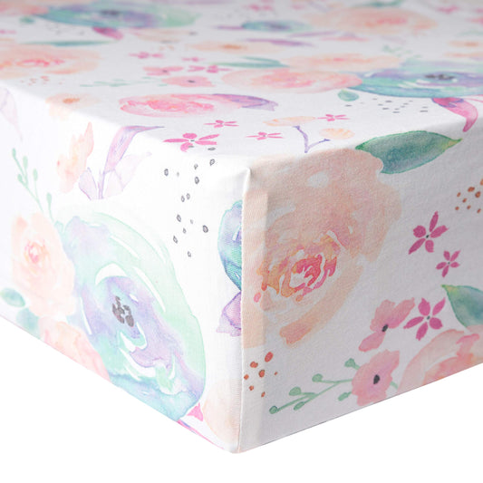 Copper Pearl Premium Fitted Knit Crib Sheet/Toddler Sheet"Bloom"