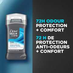 Dove Men+Care Deodorant Stick aluminum-free deodorant formula for 72H protection Clean Comfort with ¼ moisturizing cream, 85g
