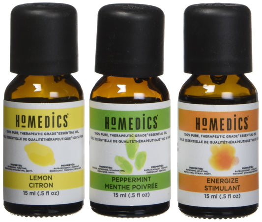 Homedics Assorted Oil 3 Pack Aromatherapy Therapeutic Essential Oil Sampler for a Diffuser, 15 ml (Pack of 1)