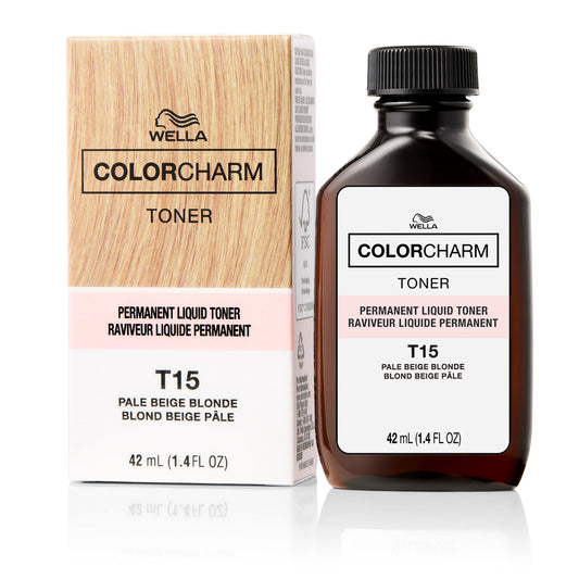 COLORCHARM Permanent Liquid Toners| Neutralize Brass| Free of Parabens| Vegan| T15 Pale Beige Blonde| 1.4 Fl oz. | 42 ml | Packaging May Vary